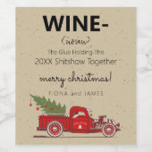 Funny 2024 Weinkleber hält uns zusammen Red Truck Weinetikett (Einzelnes Label)