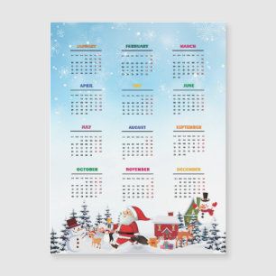 Funny 2025 Kalender Santa, Snowman, Rentier Magnetkarte