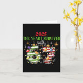 Funny 2025 The Year I Survived Barely 67 Christmas Karte (Gelbe Blume)