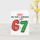 Funny 2025 The Year I Survived Barely 67 Christmas Karte (Gelbe Blume)