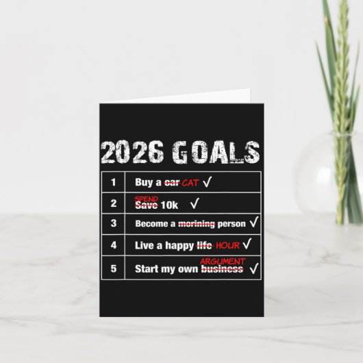 Funny 2026 Goals Hilarious New Year Sarcastic  Karte (Vorderseite)