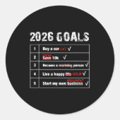 Funny 2026 Goals Hilarious New Year Sarcastic Runder Aufkleber (Vorderseite)