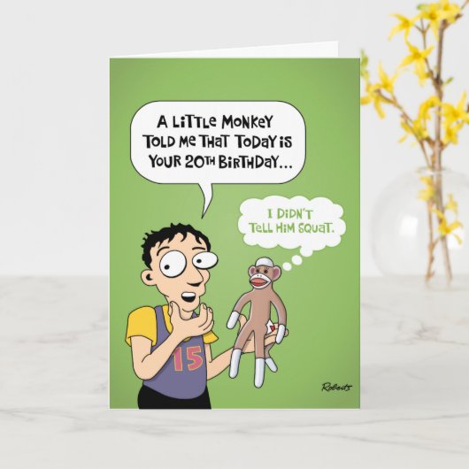 Funny 20. Geburtstag Karte (Gelbe Blume)