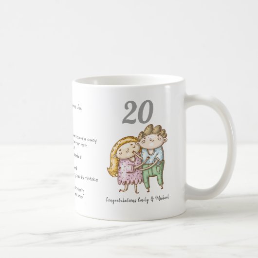FUNNY 20th Wedding Anniversary Couple individuell Kaffeetasse (Rechts)
