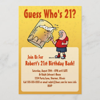Funny 21. Geburtstag Party Einladung mit Big Bär