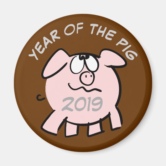 Funny 2 Cartoon Illustration Pig custom Year m Magnet (Vorne)