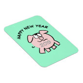 Funny 2 Cartoon Illustration Pig Year 2019 Rec Magnet (Rechte Seite)