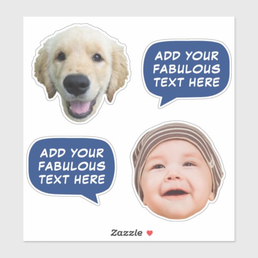 Funny 2 Foto & Word Blase Text Custom Cut Vinyl Aufkleber (Blatt)