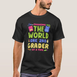 Funny 2nd Grade Teaching Changed the World Back T T-Shirt