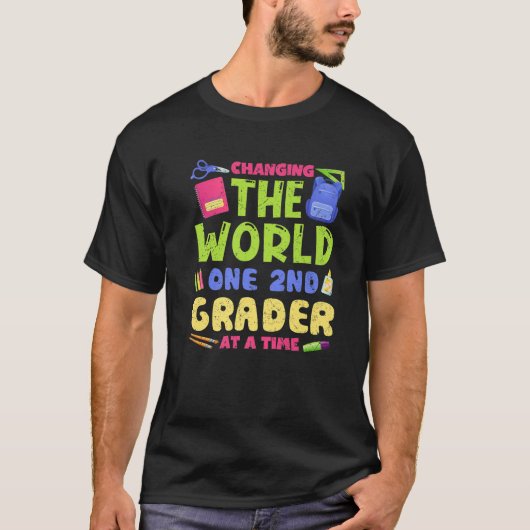 Funny 2nd Grade Teaching Changed the World Back T T-Shirt (Vorderseite)