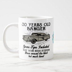 Funny 30. Geburtstag Retro Auto Banger Add Name Da Jumbo-Tasse