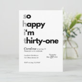 Funny 31st Birthday Funny Humuor Hilarious Einladung (Stehend Vorderseite)