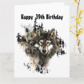 Funny, 39. 39. Geburtstagswolf, Wölfe Karte (Gelbe Blume)