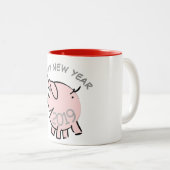 Funny 3 Cartoon Illustration Pig Jahr 2019 Tasse (VorderseiteRechts)