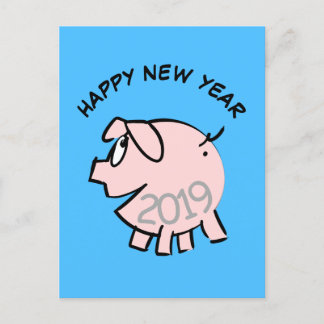 Funny 3 Cartoon Illustration Pig Jahr Geburtstag P Einladungspostkarte