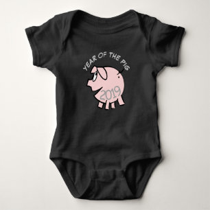 Funny 3 Cartoon Illustration Pink Pig 2019 Baby B Baby Strampler