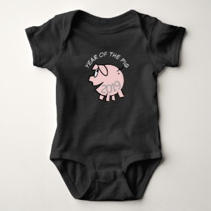Funny 3 Cartoon Illustration Pink Pig 2019 Baby B Strampler
