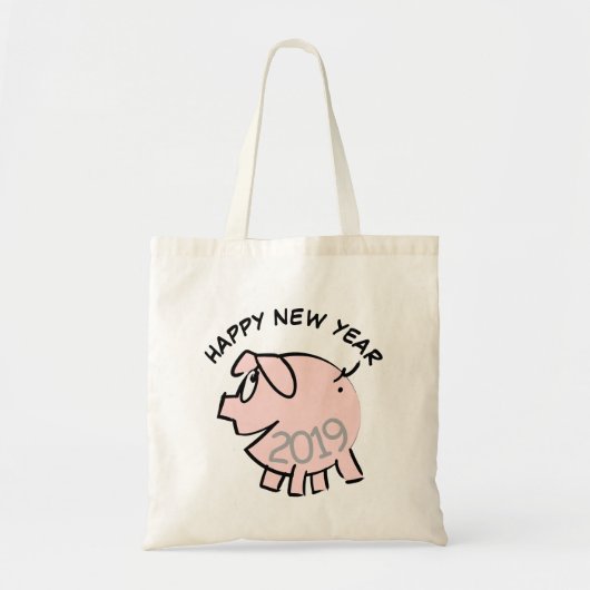 Funny 3 Cartoon Pig Jahr 2019 Tote Beutel Tragetasche (Vorne)