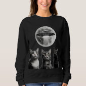 Funny 3 Schrecken Katzen Moon UFO Alien Earth Inva Sweatshirt (Vorderseite)