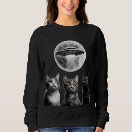 Funny 3 Schrecken Katzen Moon UFO Alien Earth Inva Sweatshirt