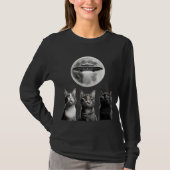 Funny 3 Schrecken Katzen Moon UFO Alien Earth Inva T-Shirt (Vorderseite)