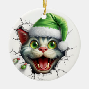Funny 3d Cat Keramik Ornament