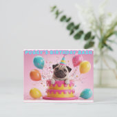 Funny 3D Möpse Birthday Card | Niedliches Hundebüt Postkarte (Stehend Vorderseite)