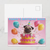Funny 3D Möpse Birthday Card | Niedliches Hundebüt Postkarte (Vorne/Hinten)
