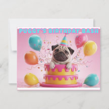 Funny 3D Möpse Birthday Card | Niedliches Hundebüt