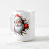 Funny 3D Santa Claus Christmas Holiday Design Kaffeetasse (Vorderseite Links)