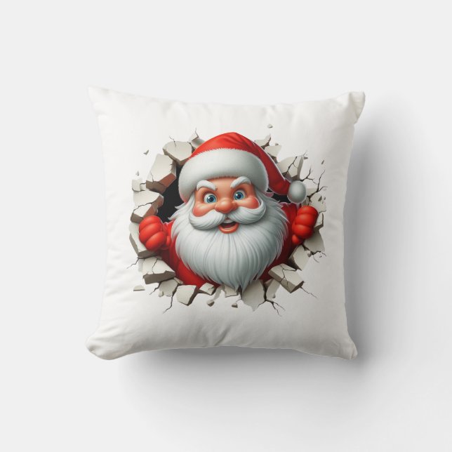 Funny 3D Santa Claus Christmas Holiday Design Kissen (Vorderseite)