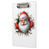 Funny 3D Santa Claus Christmas Holiday Design Klemmbrett (Links)