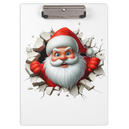 Funny 3D Santa Claus Christmas Holiday Design Klemmbrett
