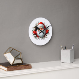 Funny 3D Santa Claus Christmas Holiday Design Runde Wanduhr