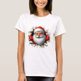 Funny 3D Santa Claus Christmas Holiday Design T-Shirt