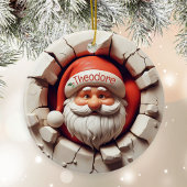 Funny 3D Santa Personalisierte Kindername Weihnach Keramik Ornament