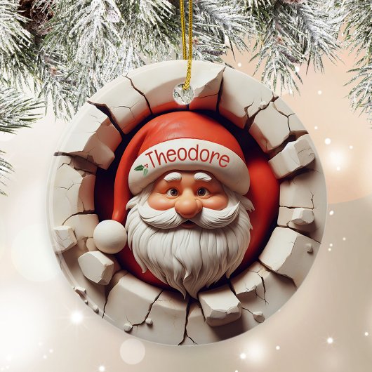 Funny 3D Santa Personalisierte Kindername Weihnach Keramik Ornament