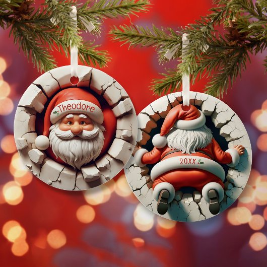 Funny 3D Santa Personalisierte Kindername Weihnach Keramik Ornament