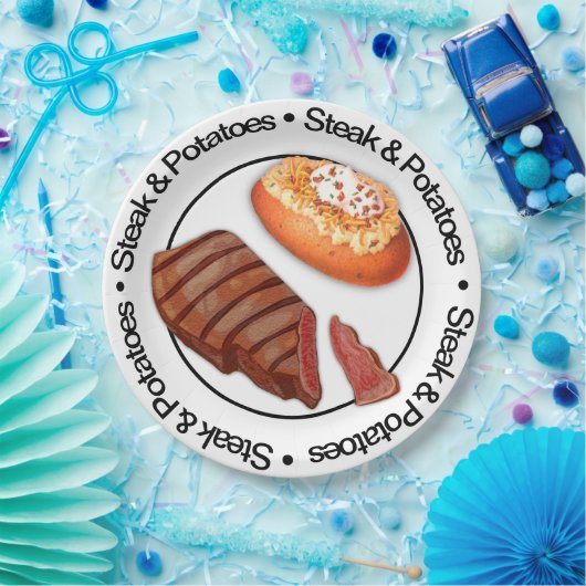 Funny 3D Steak & Potatoe Papierplatte Pappteller (Party)