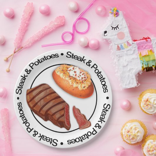 Funny 3D Steak & Potatoe Papierplatte Pappteller (Party)
