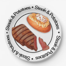 Funny 3D Steak & Potatoe Papierplatte