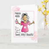 Funny 40. Cartoon für ihre ethnische Geburt Karte (Gelbe Blume)