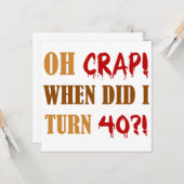 Funny 40. Geburtstag Gag Geschenk Karte (Vorderseite/Rückseite Beispiel)