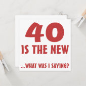 Funny 40. Geburtstag Gag Geschenke Karte (Vorderseite/Rückseite Beispiel)