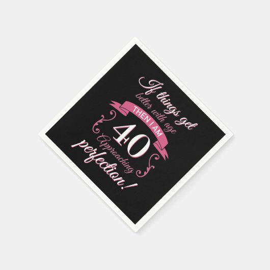 Funny 40. Geburtstag 'Perfection' Serviette (Ecke)