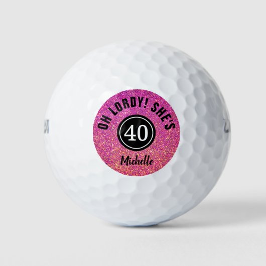 Funny 40. Geburtstag Pink Glitzer Personalisiert Golfball (Vorderseite)