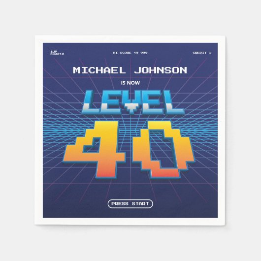 Funny 40. Geburtstag Retro 80er Spielbildschirm Cu Serviette (Vorderseite)