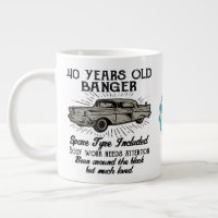 Funny 40. Geburtstag Retro Auto Banger Name Datum 