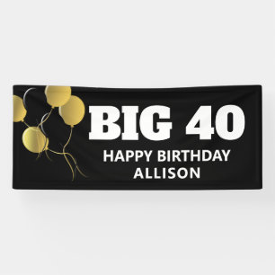 Funny 40. Geburtstag Schwarzes Gold Personalisiert Banner
