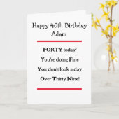 Funny 40. Geburtstagsverse Geburtstagskarte Karte (Gelbe Blume)